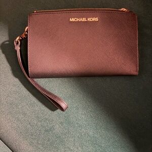 Michael Kors Black Wristlet with Gold Accent